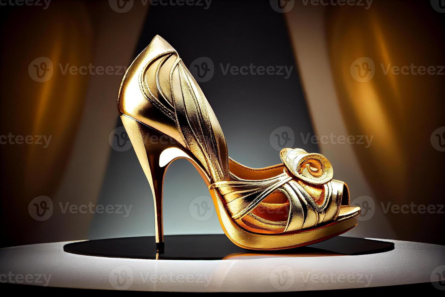 luxury golden heeled shoe illustration photo