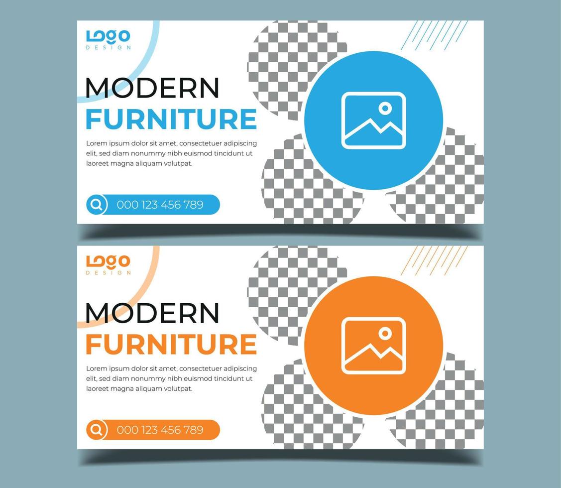 Furniture sale for social media post and web banner template, Editable social media post template, furniture sale promotion social media banner template vector
