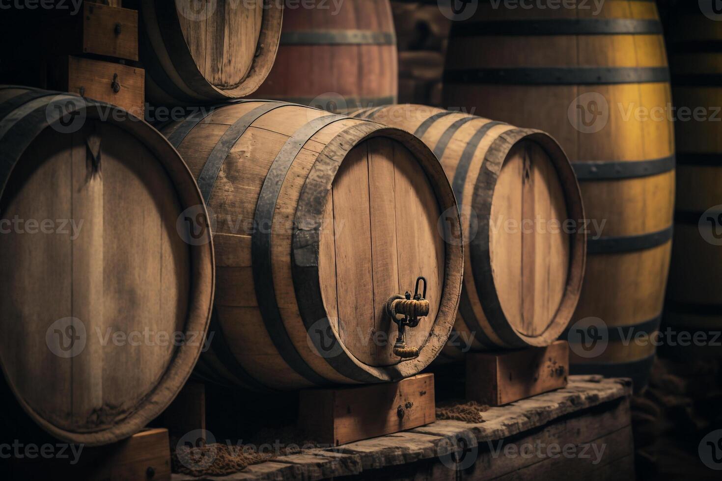 storage of wine in wooden barrels, long term aging of wine photo