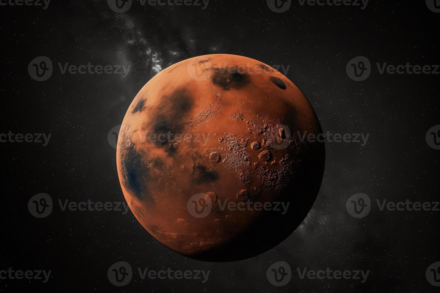 rojo planeta Marte en espacio generativo ai foto