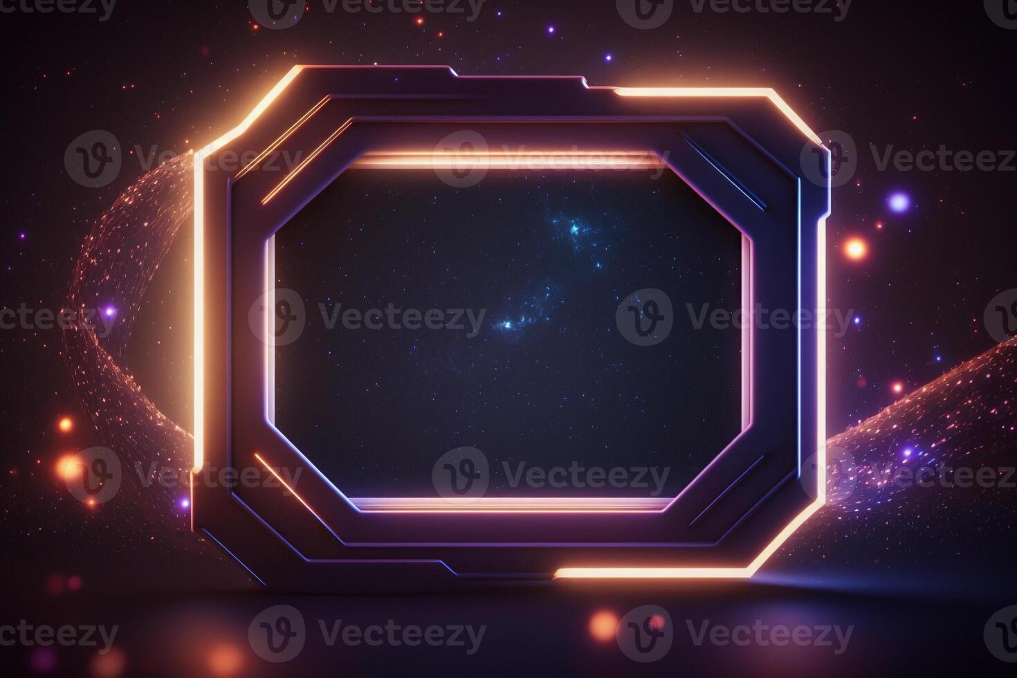 empty horizontal sci-fi frame on background space galaxy photo
