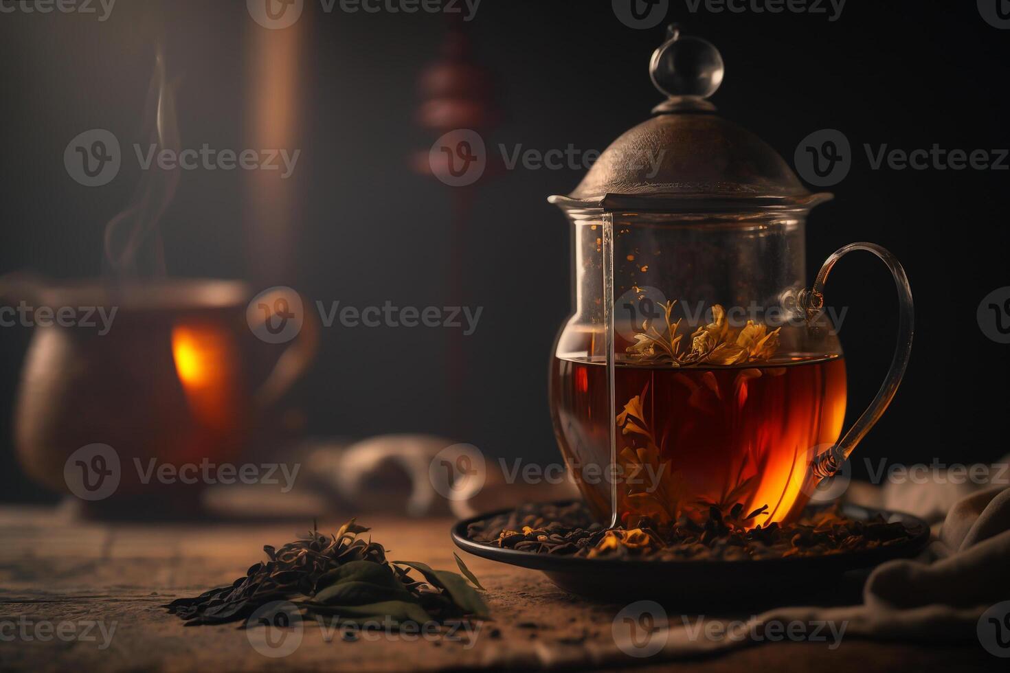 black tea in a glass bowl evening tea party photo