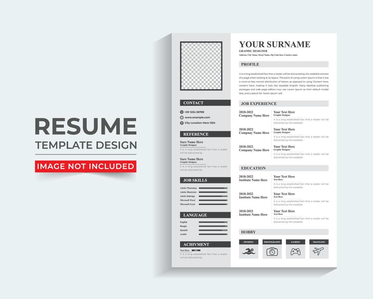 Professional modern minimal clean cv resume template design vector