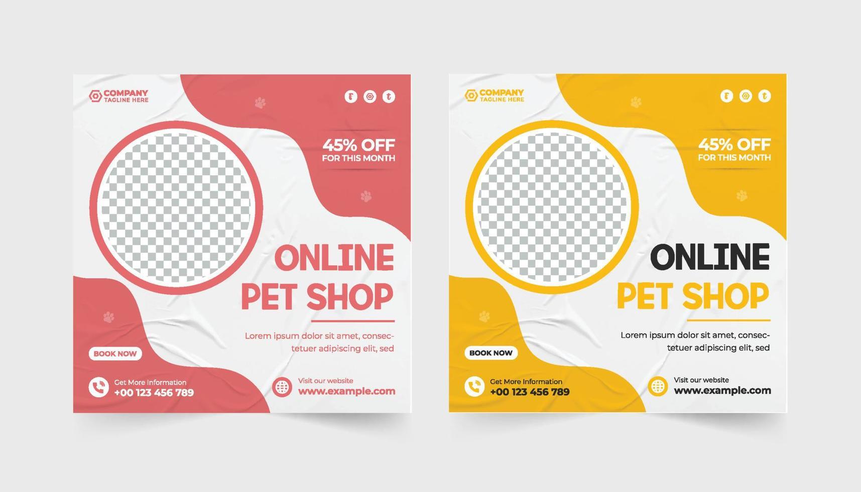 Vector pet adoption and veterinary service social media post vector pet care service and grooming business promotion template