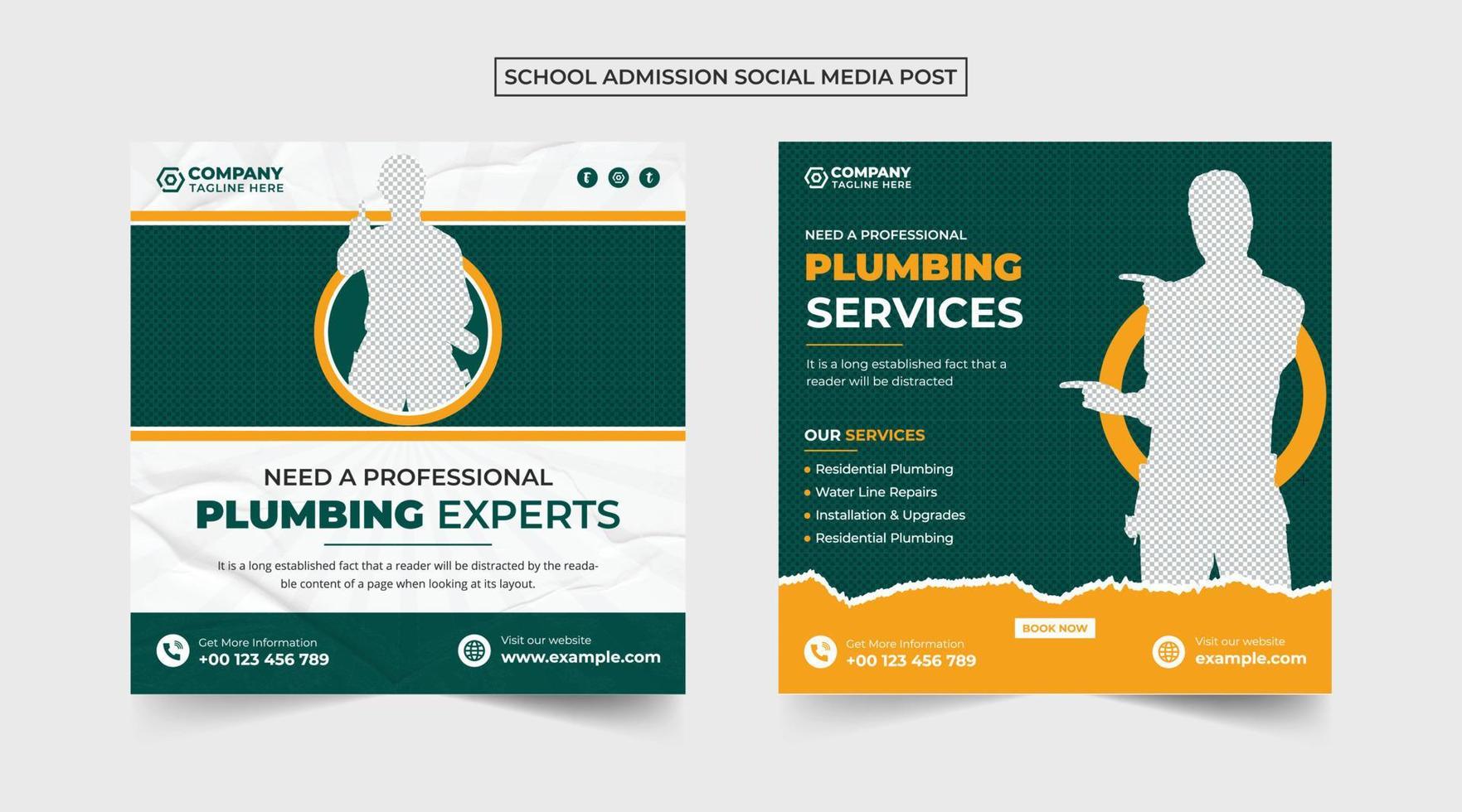 Handyman and plumber service social media post vector for online marketing professional home