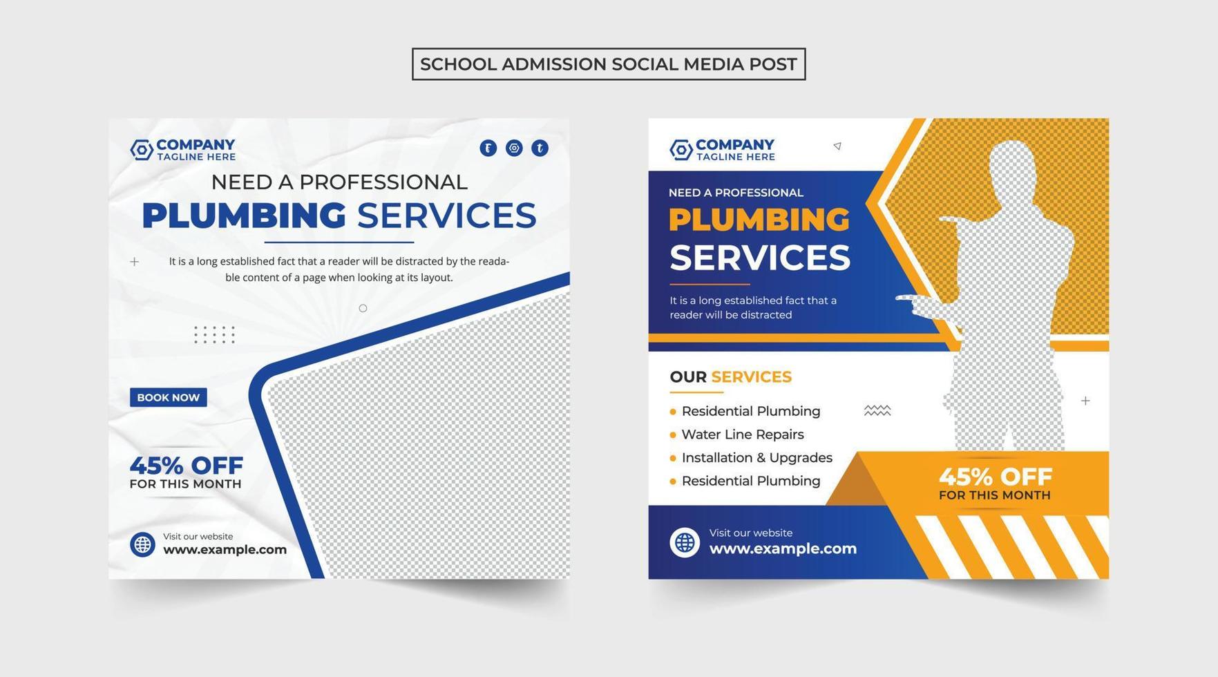 Handyman and plumber service social media post vector for online marketing professional home