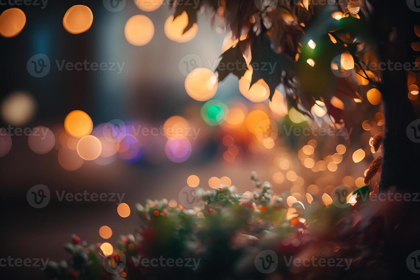 beautiful colorful blurred lights night background photo