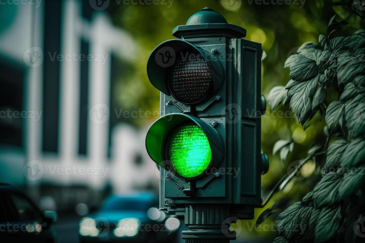 tráfico ligero con verde luz,tiempo a Actuar concepto ilustración generativo ai foto