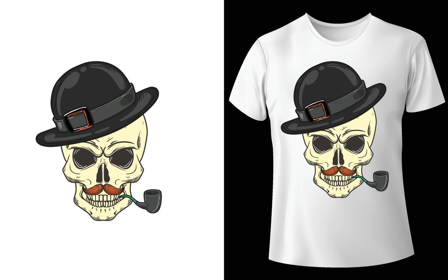 Skull with smoke modern t shirt design vector