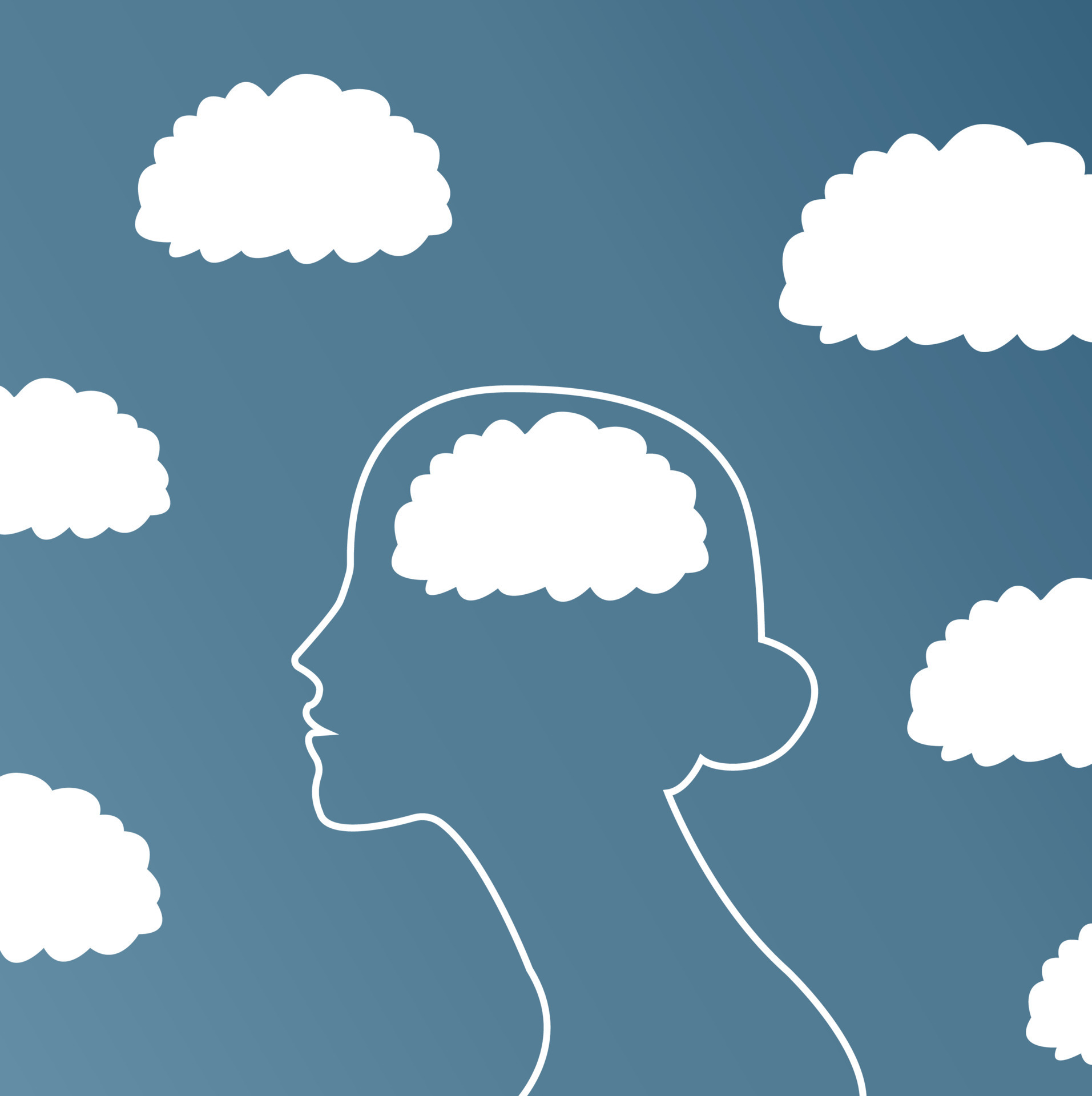 a girl's head in the clouds. psychological illustration 22083728 Vector