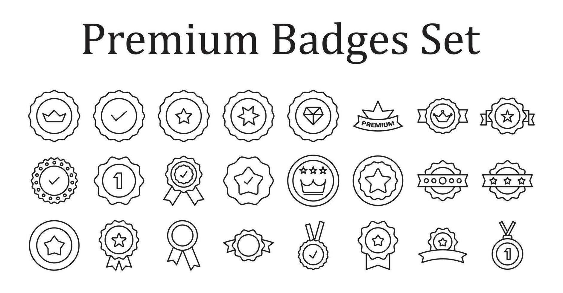 Premium Badge Icon, Medal Icon Vector, Winner Badge, Best Quality, Number One, Monarchy, Sports and Competition Badge, VIP Symbol Retro and Vintage Banner Design vector