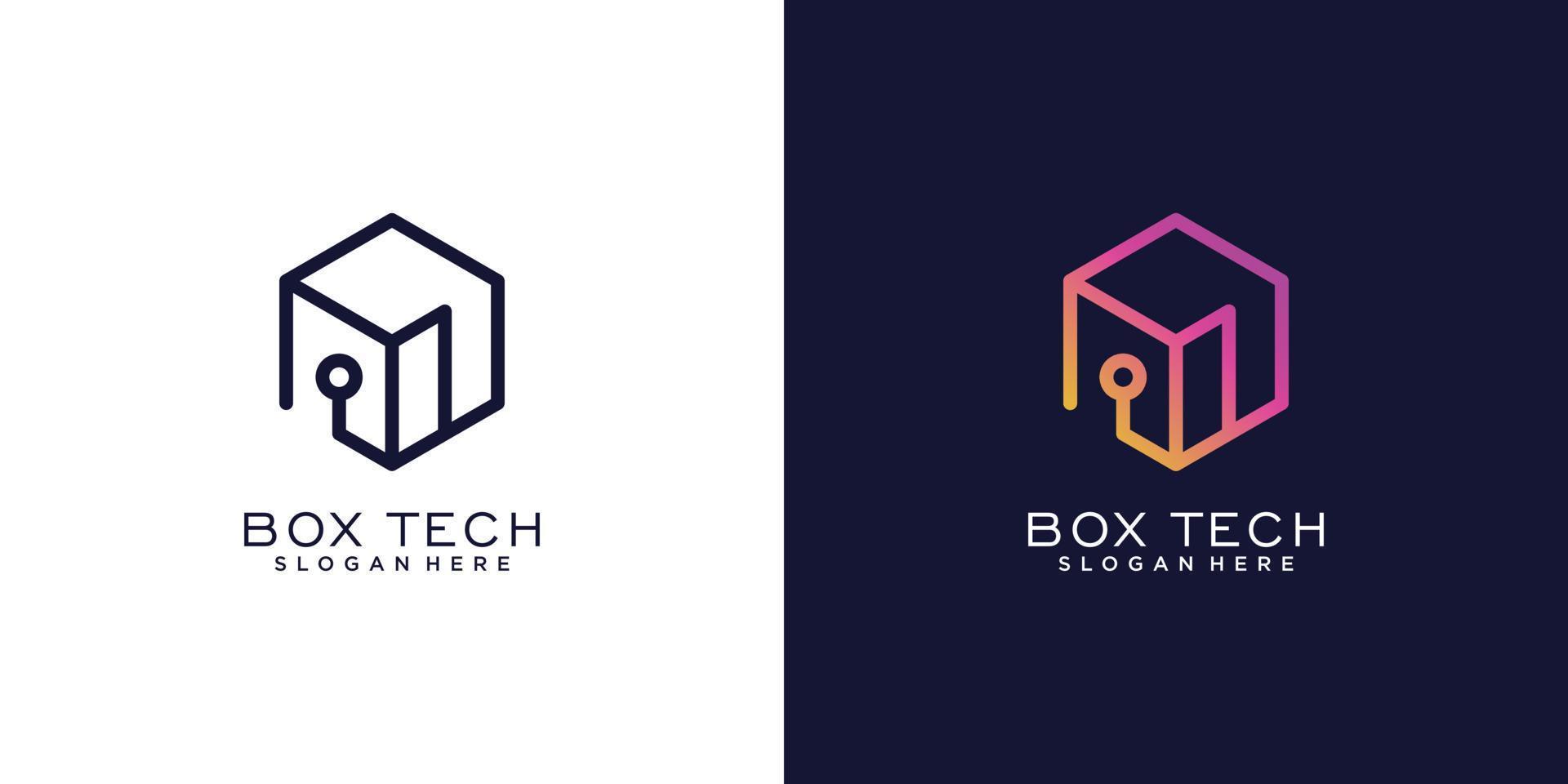 diseño de logotipo box tech con concepto moderno vector