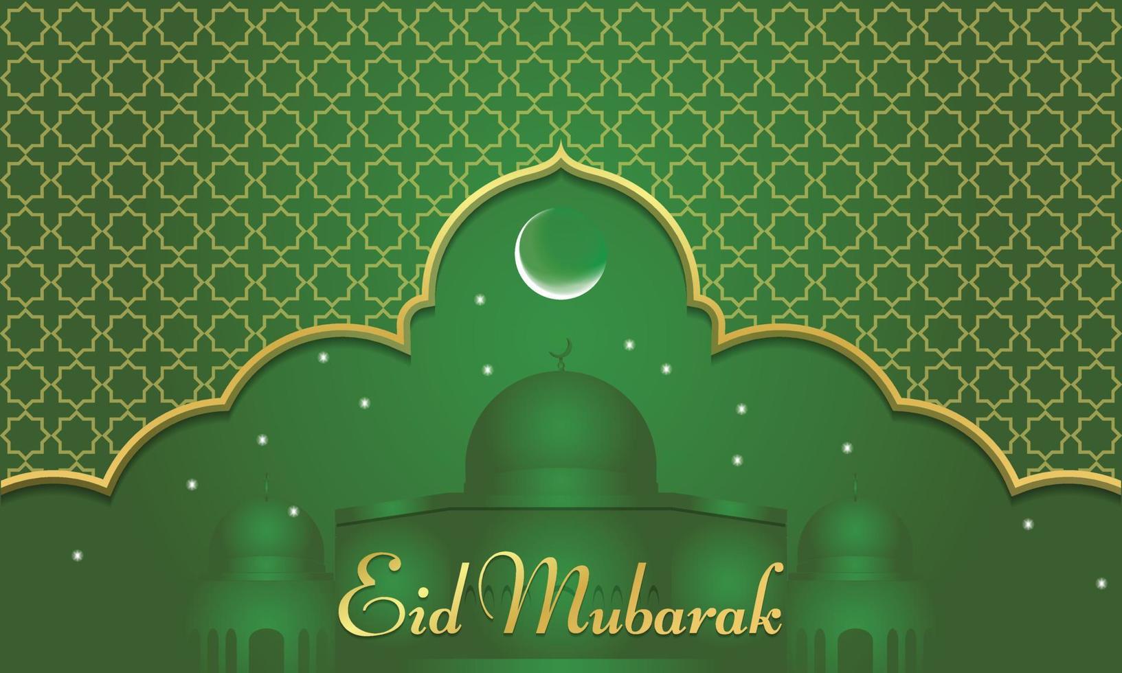 Eid Mubarak, mosque, moon and stars motion graphic. simple muslim background vector