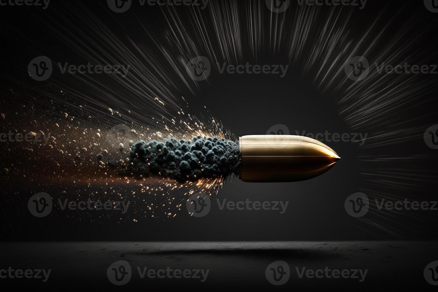 flying sparkling bullet in slow motion photo