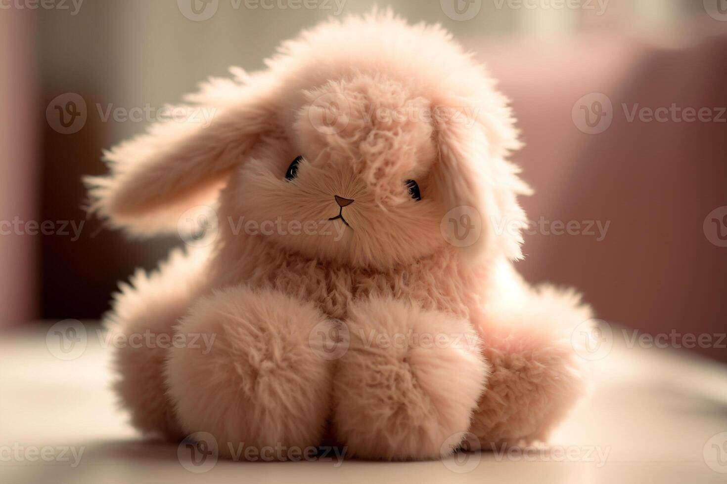 toy plush soft rabbit on the bed photo