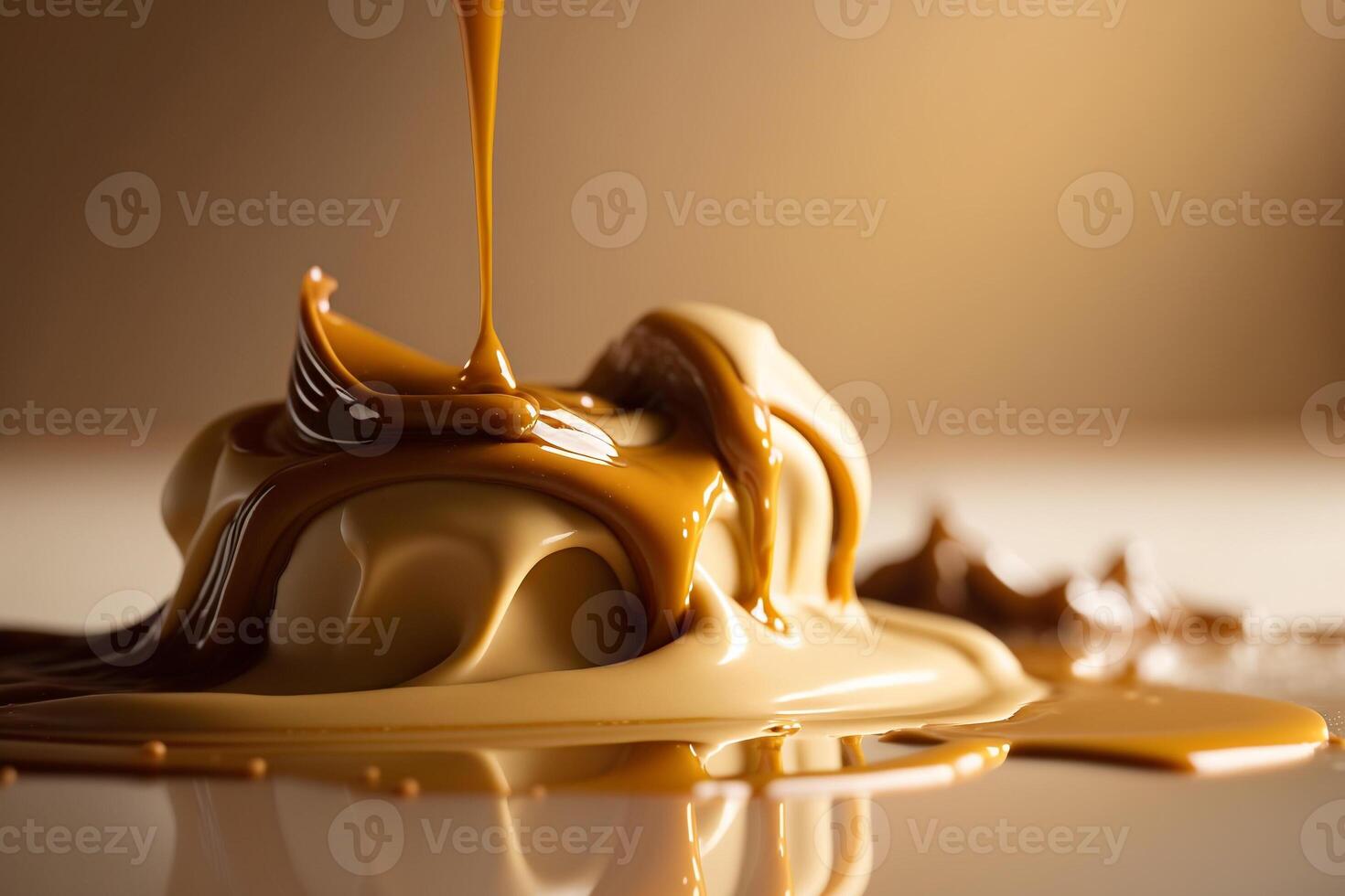 golden milk caramel liquid flowing photo