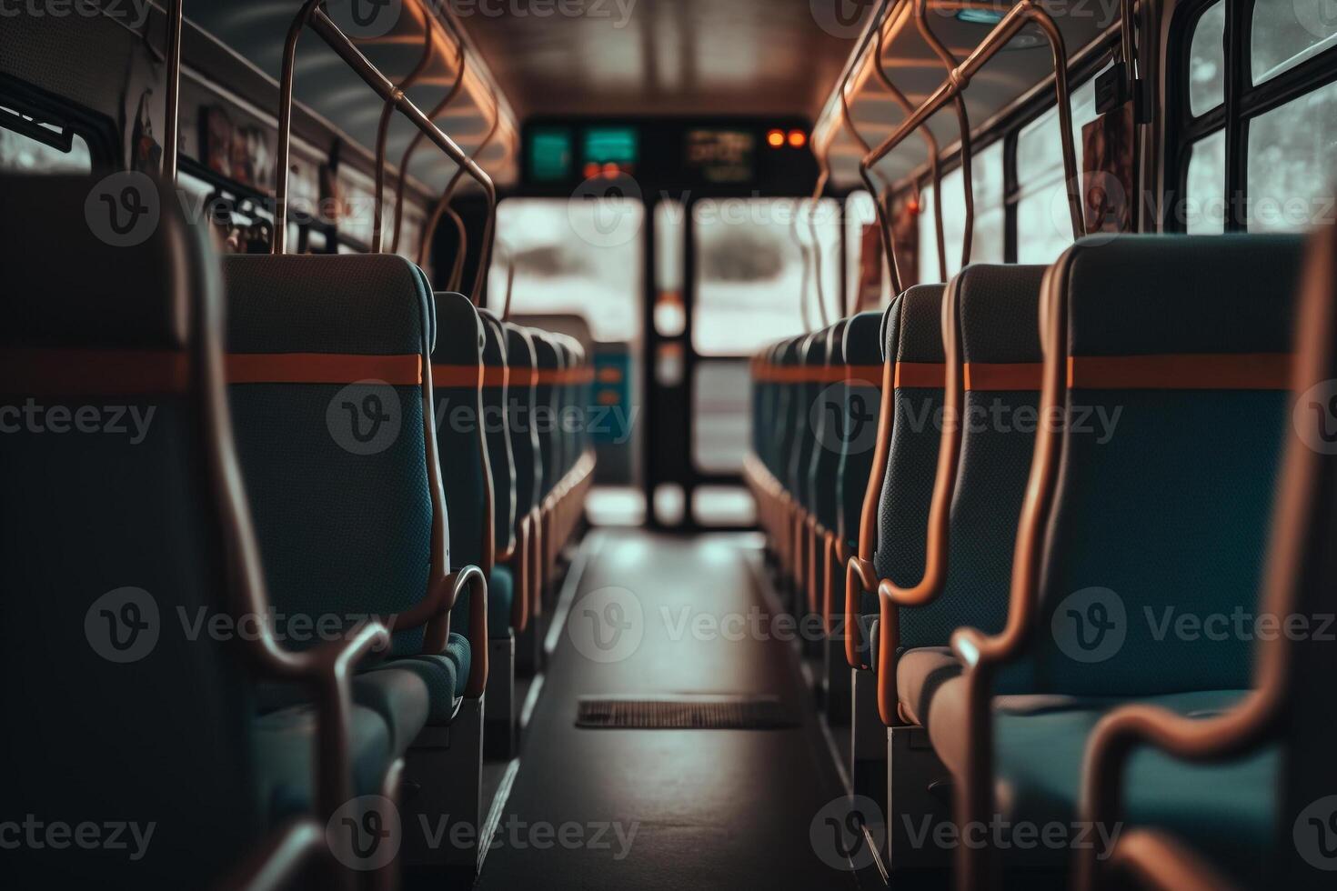 vacío autobús asiento, viaje excursión generativo ai foto