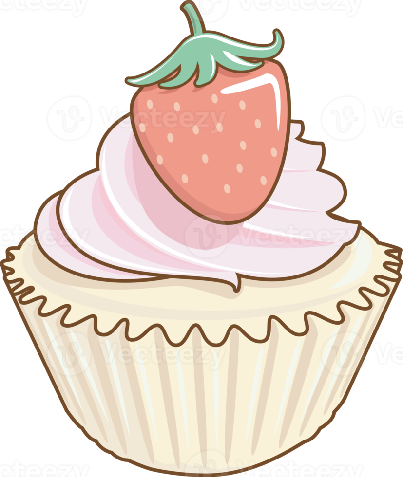 Cupcake character cute cartoon kawaii style,sweet cake isolated on white background illustration png