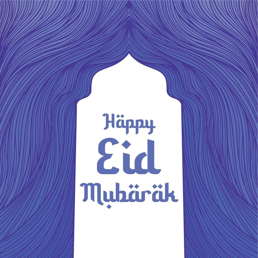 hand drawn idul fitri background with blue colour vector