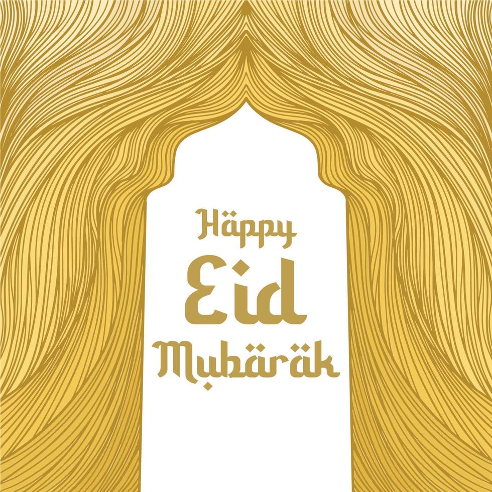 hand drawn idul fitri background with gold colour vector