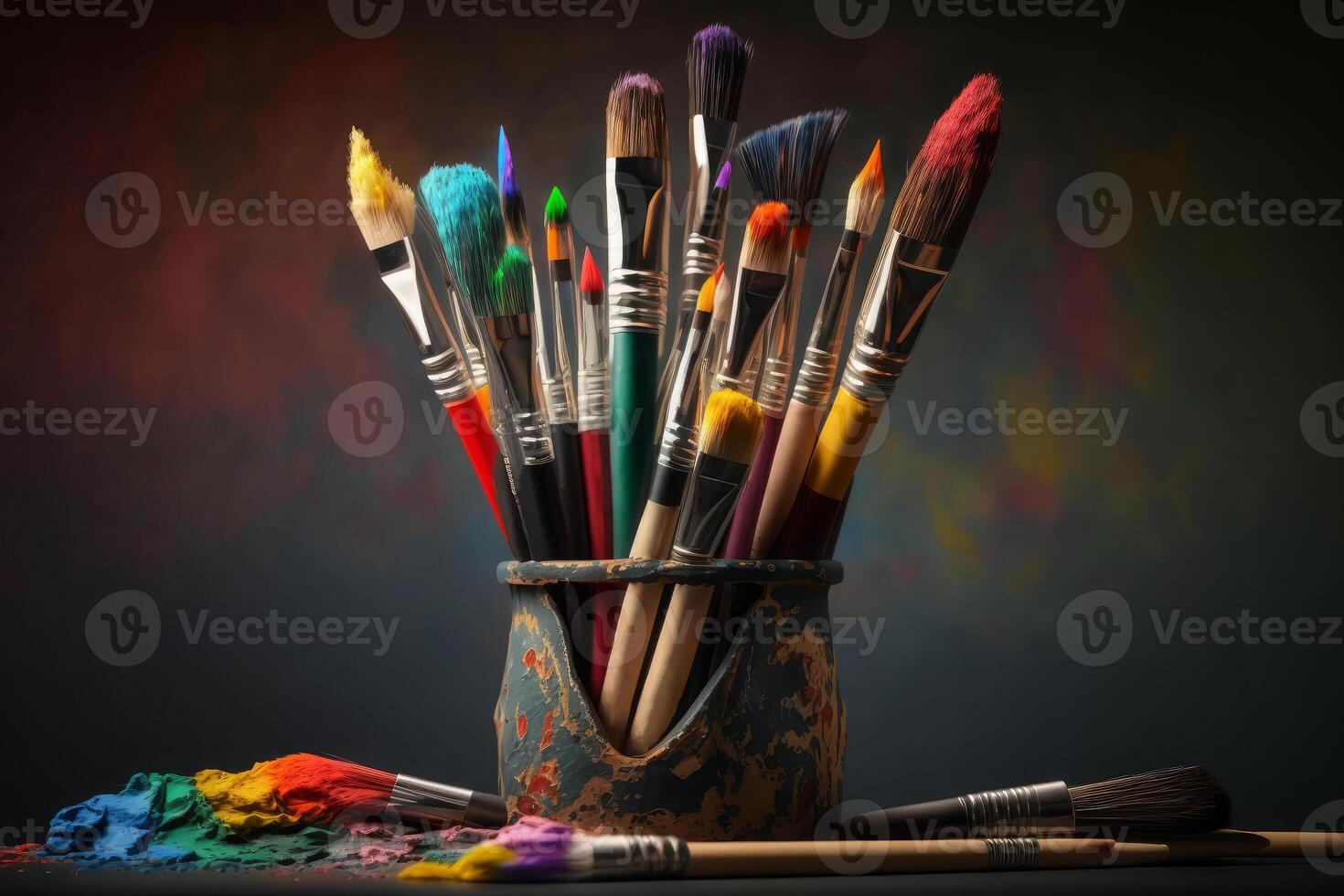 colorful paint brushes, concept creativity photo