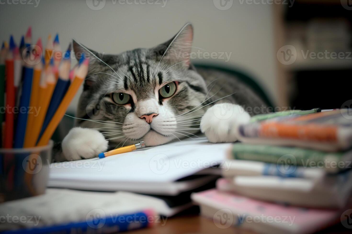 funny school cat doing homework Generative AI 22080698 Stock Photo at  Vecteezy