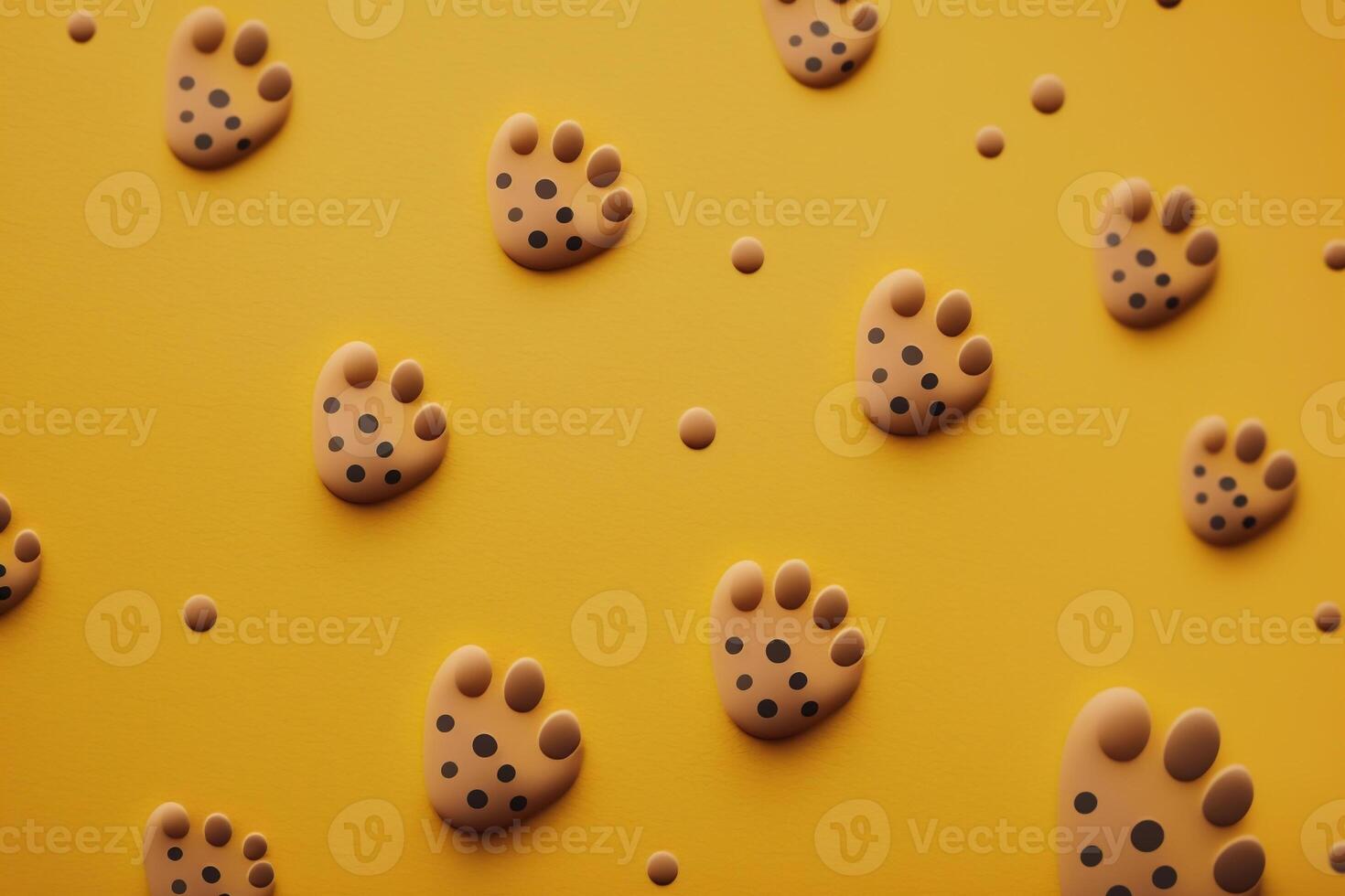 dog paw prints on yellow background photo