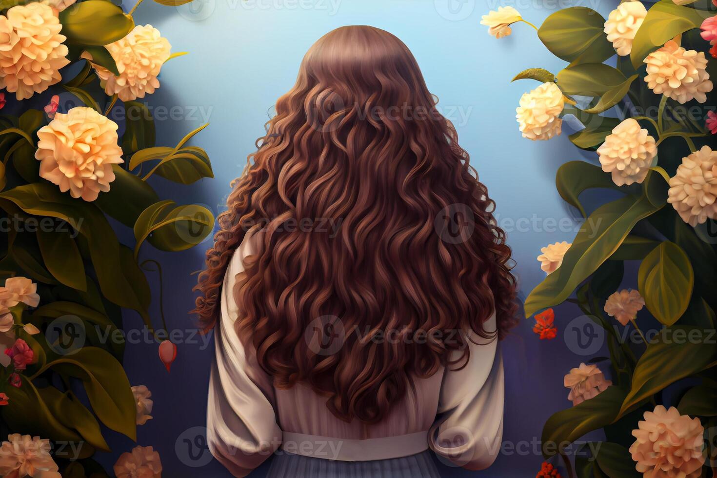 nature beauty female curly hair care illustration photo