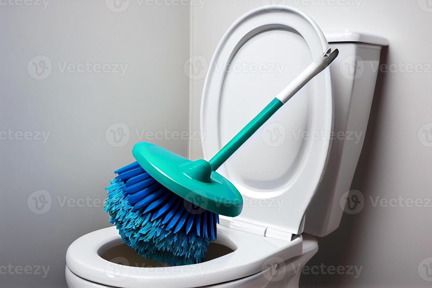 toilet cleaning with toilet brush illustration photo