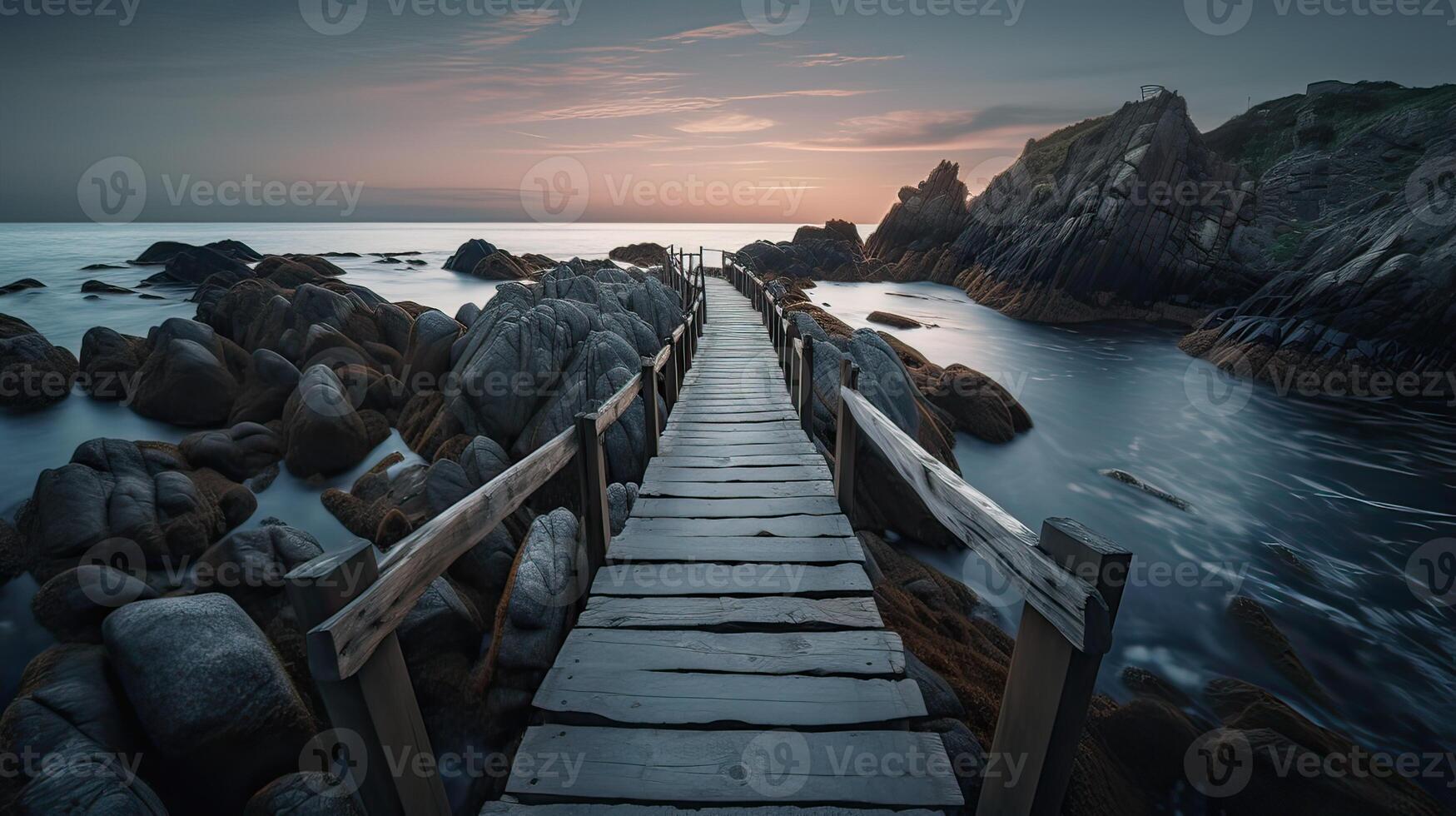 paisaje con largo líder líneas de Nunca finalizando. generativo ai. foto