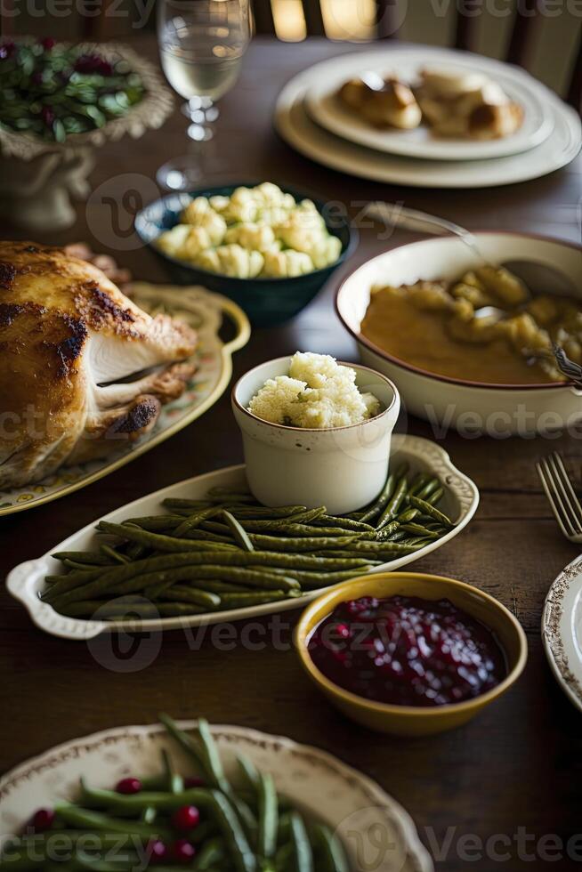 table prepared for thanksgiving day. photo