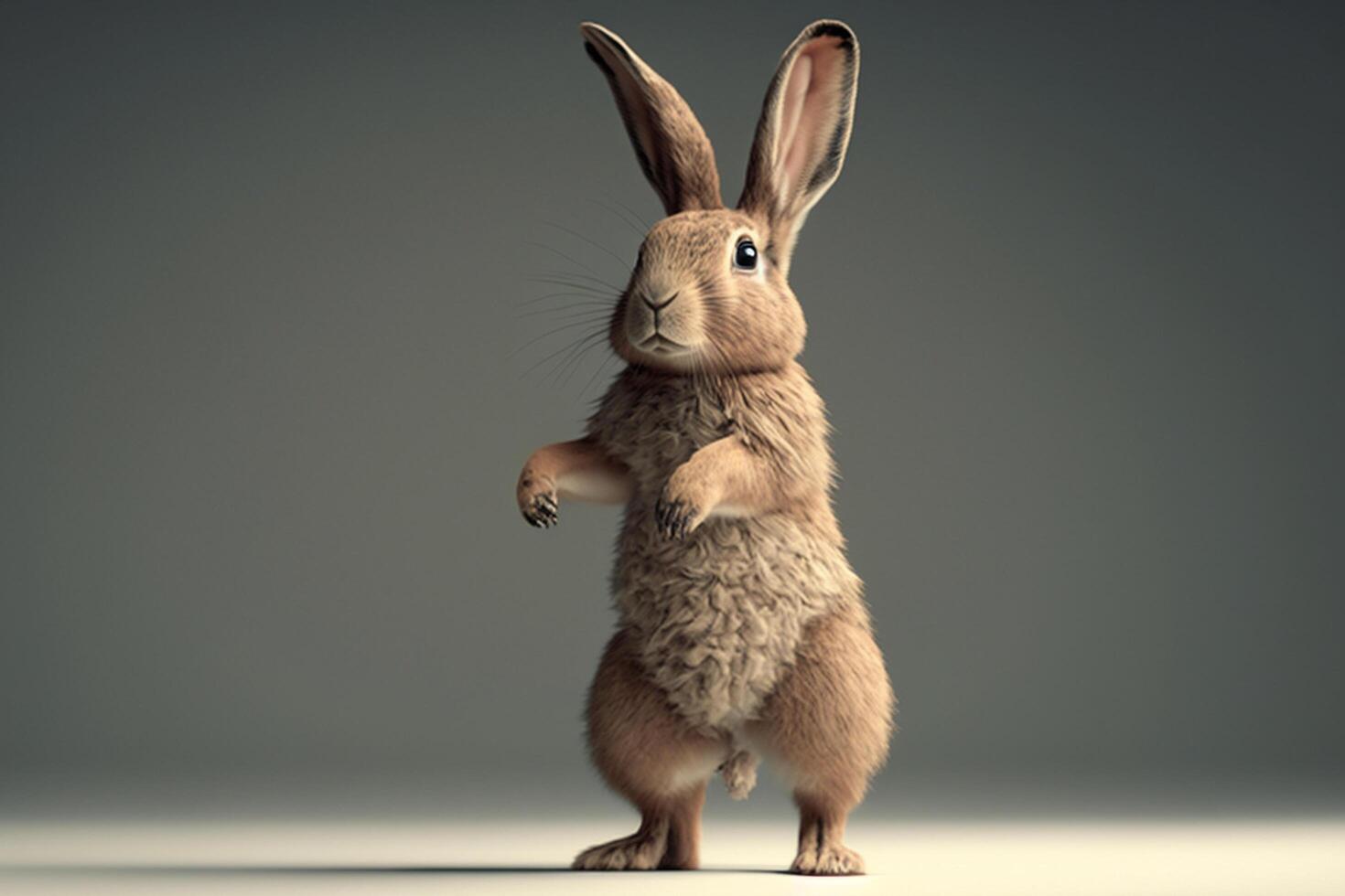 A brown rabbit standing on its hind legs, photo