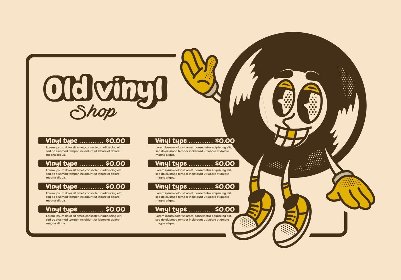 Flyer menu design for a vintage vinyl shop vector