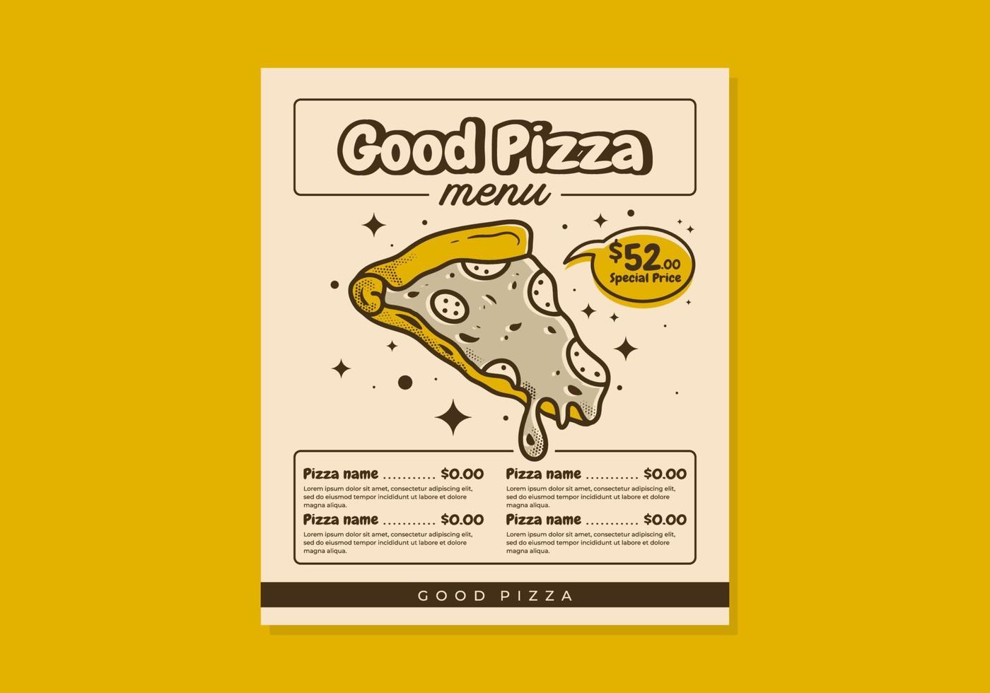 Flyer menu design for a pizza shop vector