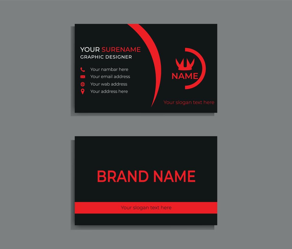 business card, business card template, vector corporate Double-sided creative Professional modern simple unique blue minimalist gold elegant business card in red theme.
