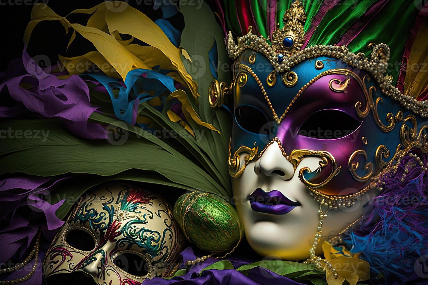 Mardi Gras Mask Costume Traditional Carnival Design Background Face