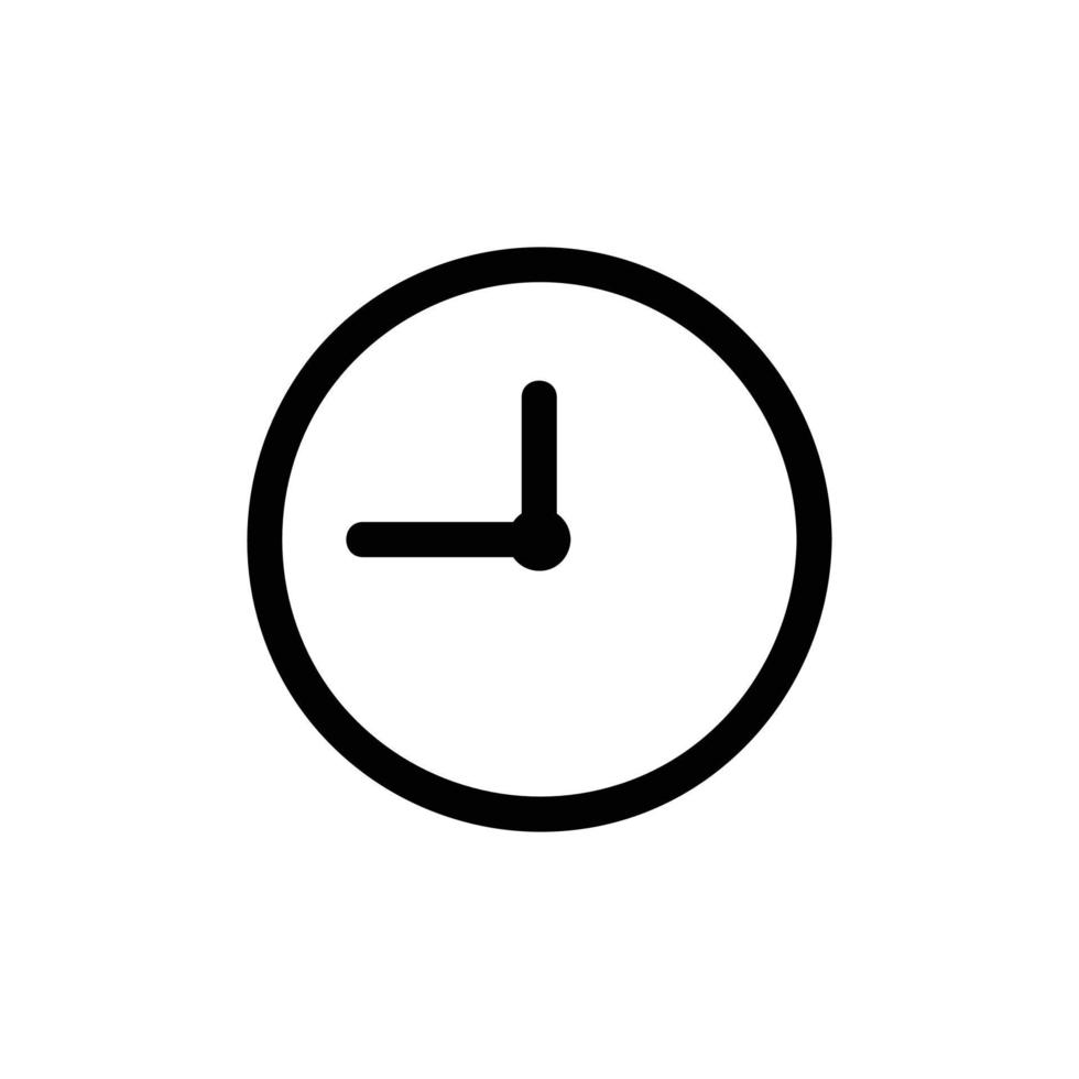 Clock Vector Icon, Outline style, isolated on white Background.
