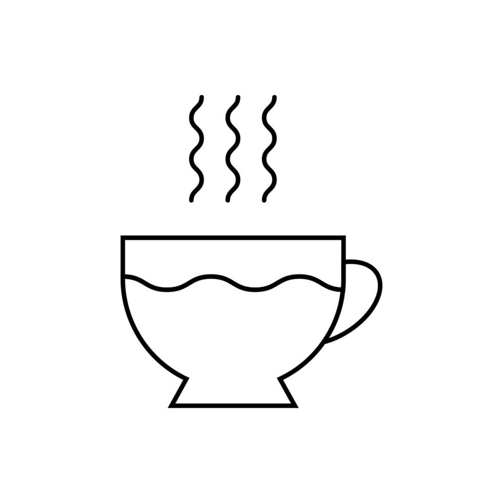 Hot Tea in Cup Isolated Outline Symbol. Perfect for using in banners, fliers, business cards, stores, shops vector