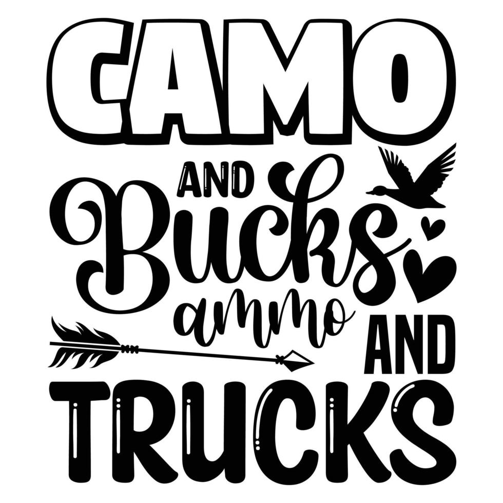 Camo and bucks ammo and trucks t-shirt design vector