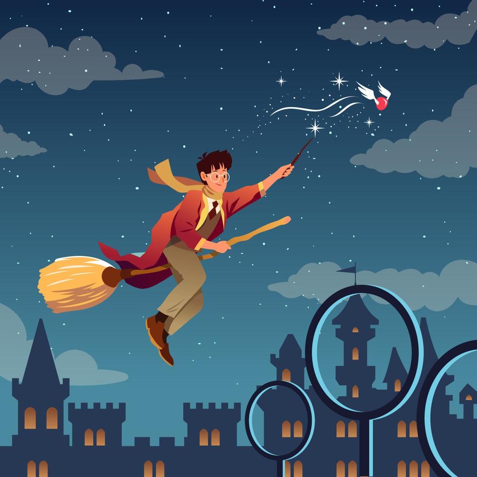 Witch Ride a Broomstick vector