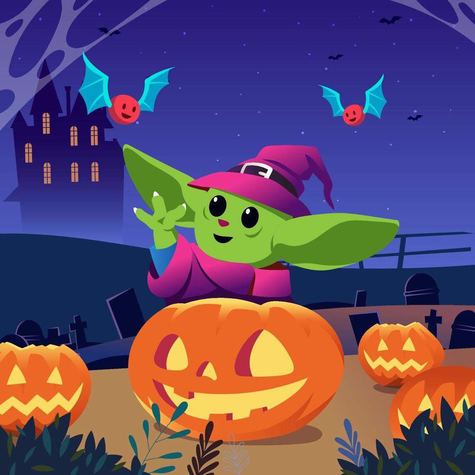 Alien Baby in Halloween Theme Concept vector