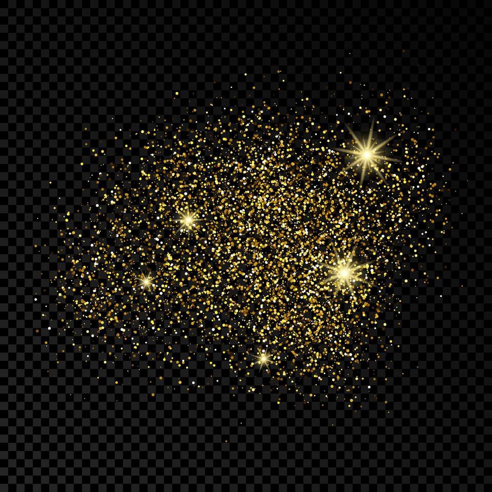 Golden glittering backdrop on a dark background. Background with gold glitter effect and empty space for your text. Vector illustration