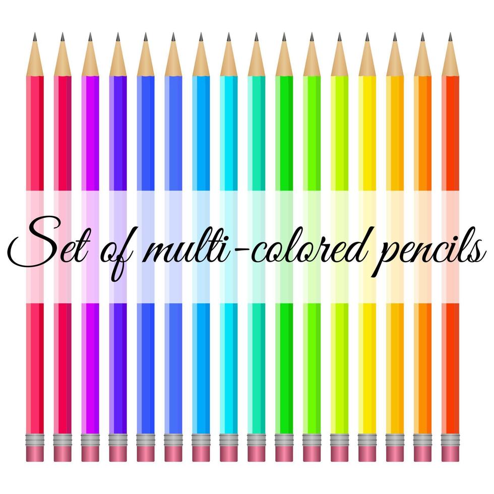 Set of multi-colored pencils with trowels on a white background vector