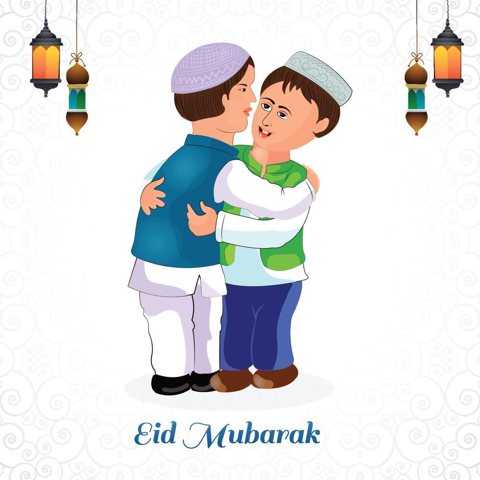 Islamic festival celebration eid mubarak card background vector