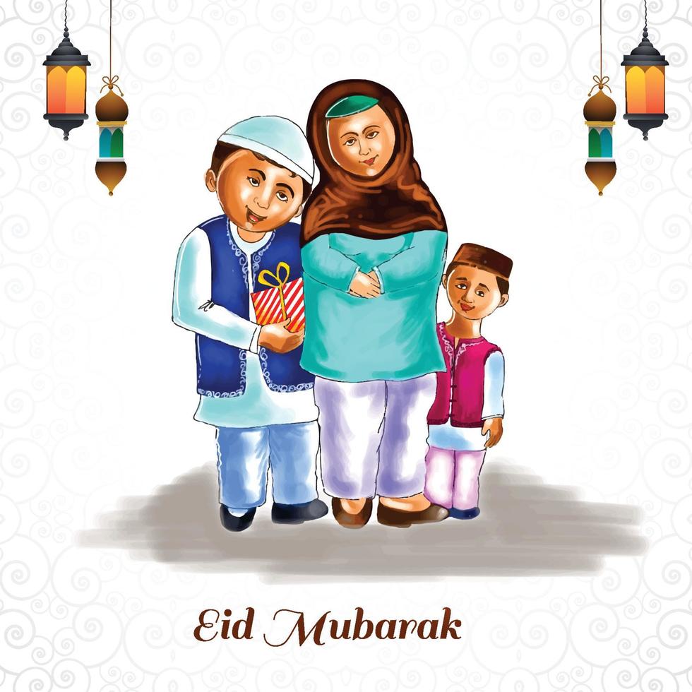 Wishing eid mubarak celebration card background vector