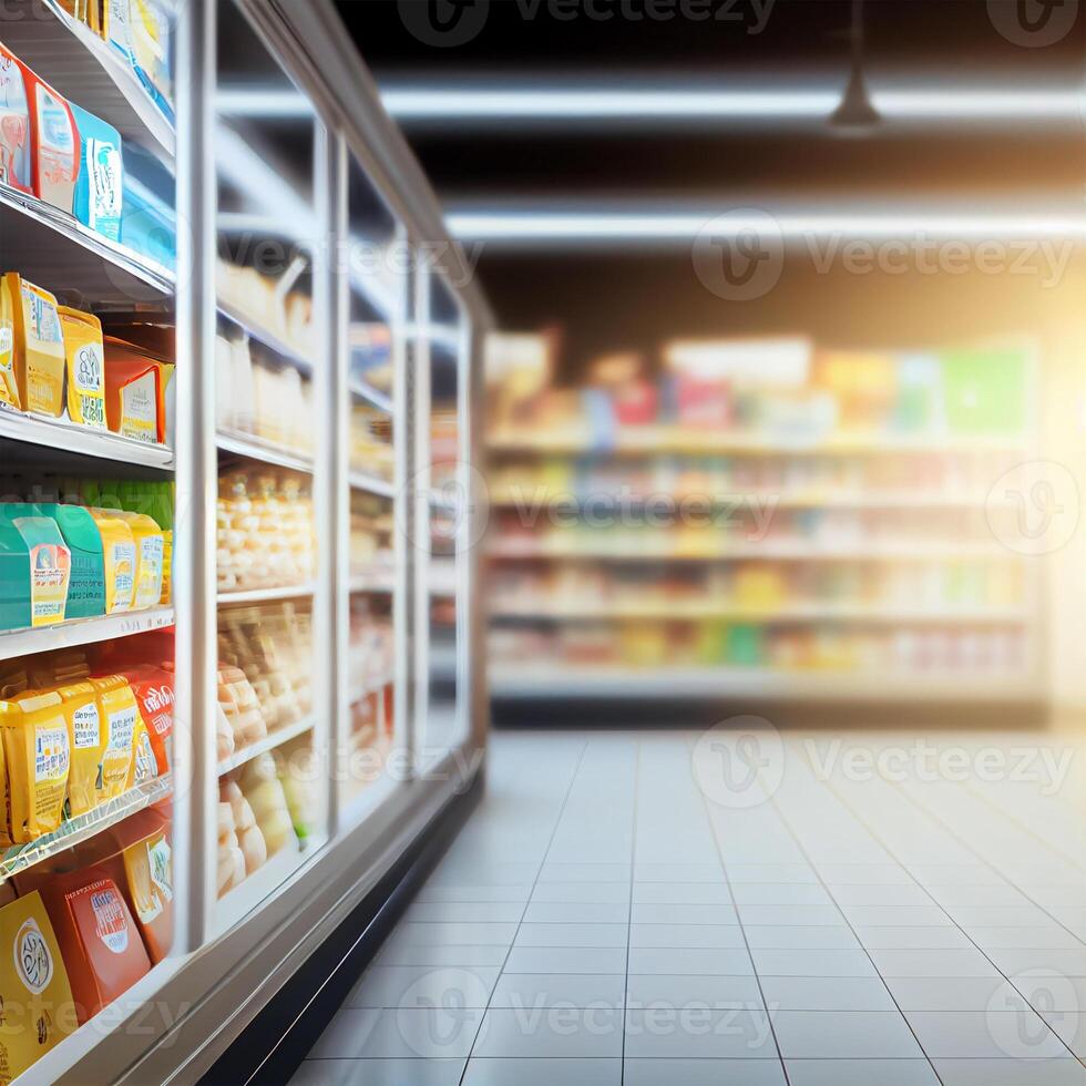 Realistic Blur Background of Store, Department Store, Supermarket or Grocery Store - Image photo