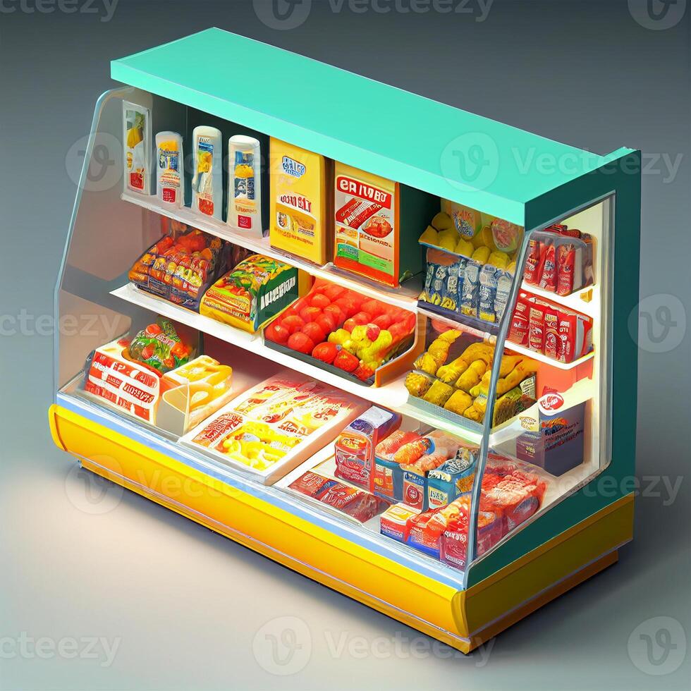 Realistic Abstract Showcase of Grocery Store, Department Store or Supermarket - Image photo