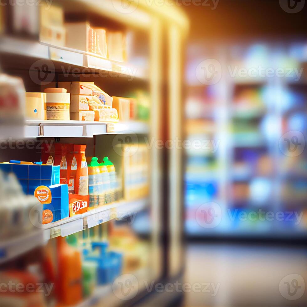 Realistic Blur Background of Store, Department Store, Supermarket or Grocery Store - Image photo