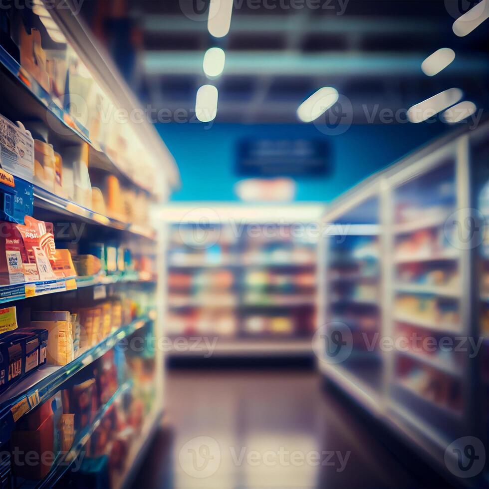 realista difuminar antecedentes de almacenar, Departamento almacenar, supermercado o tienda de comestibles Tienda - ai generado imagen foto