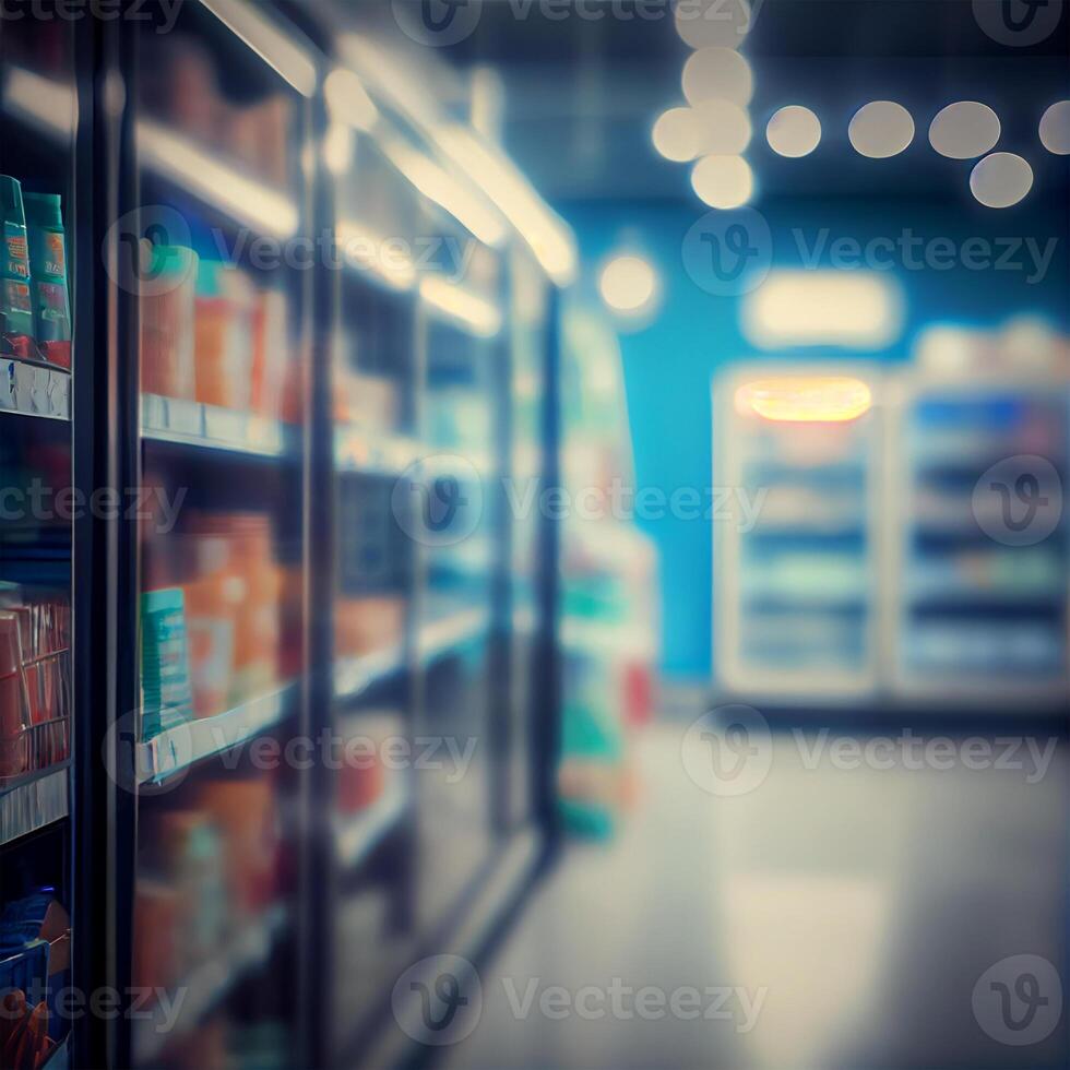 Realistic Blur Background of Store, Department Store, Supermarket or Grocery Store - Image photo